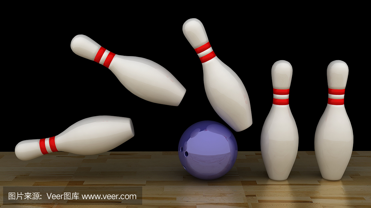 木制地板上的保齡球