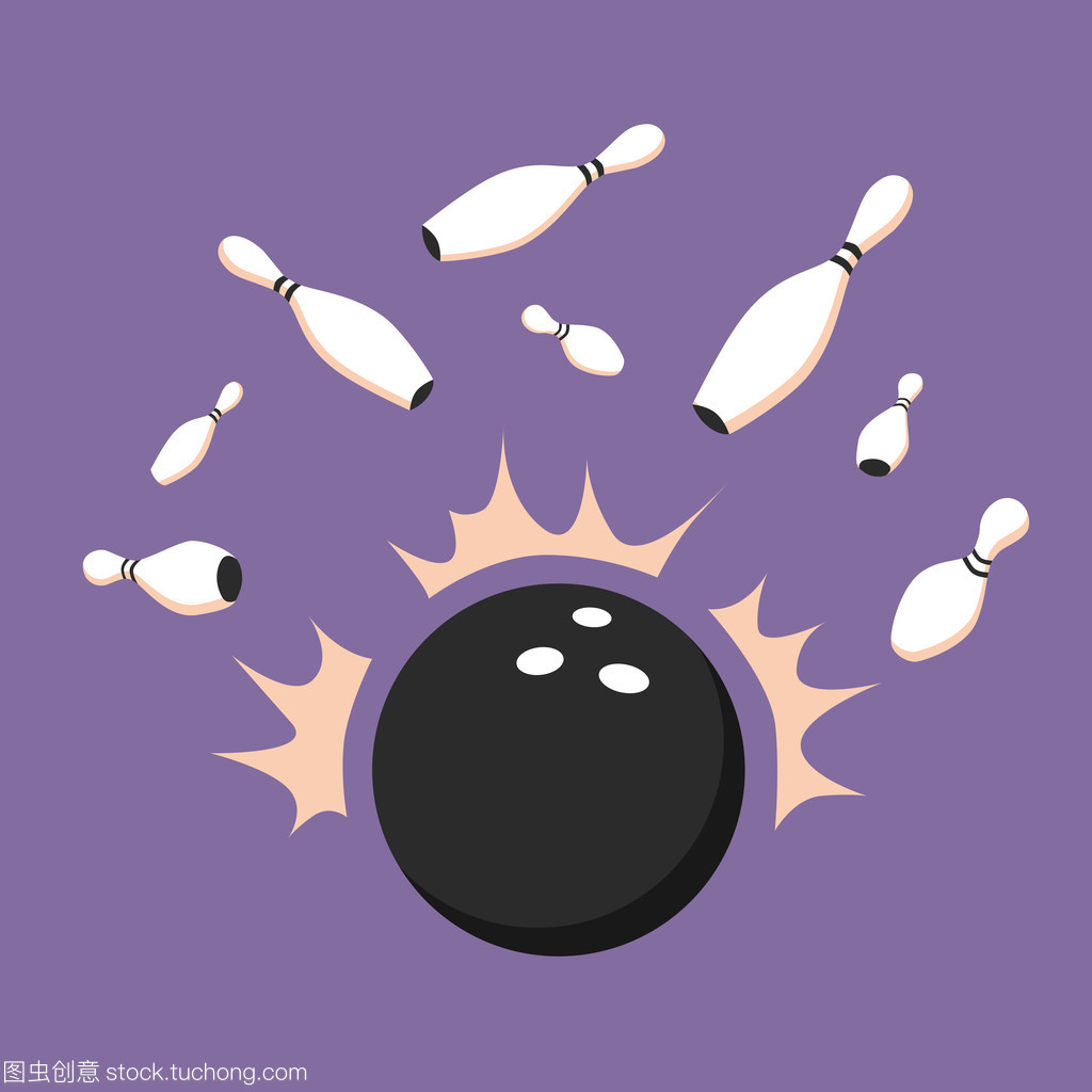 保齡球運動中的球。散點圖的針腳。矢量卡通插畫